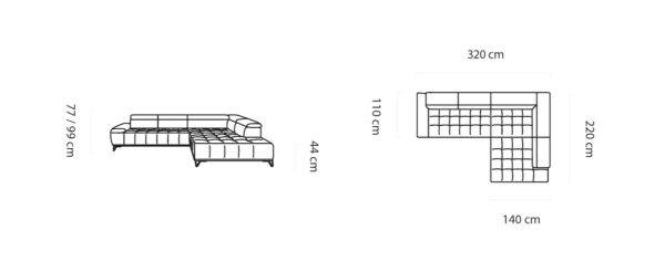 Ecksofa Palladio L Skizze