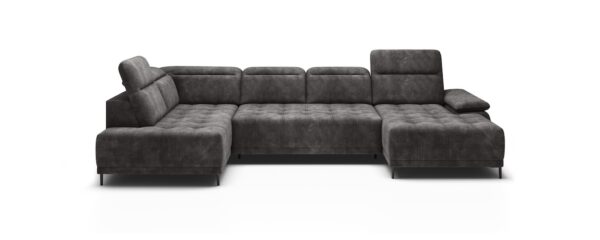 Grosses Ecksofa in Schwarz mit Relaxfunktion