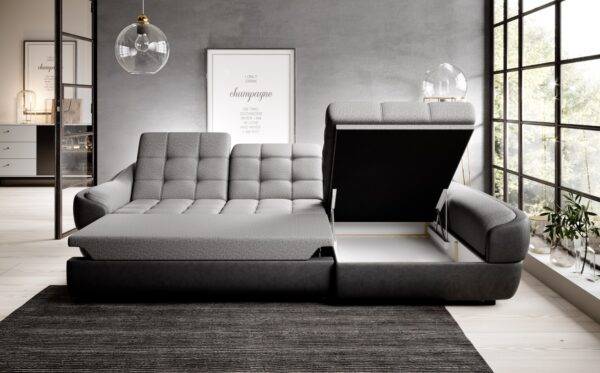 Infinity Sofa mit Bettkasten und Schlaffunktion in Farbe Grau