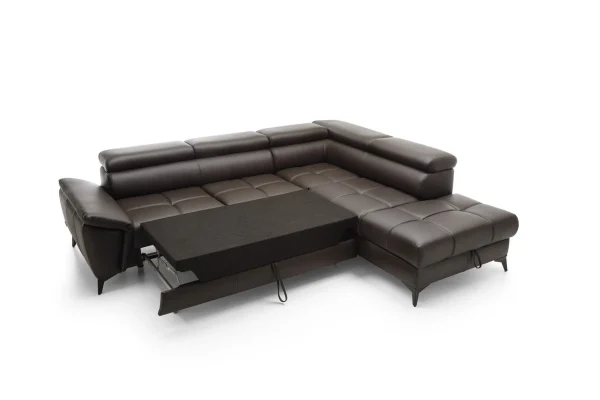 Mocca Leder Sofa Schlaffunktion