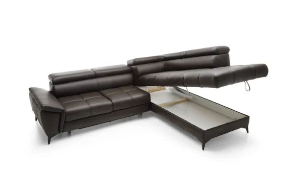 Mocca Leder Sofa Stauraum