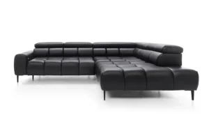 Ecksofa Leder schwarz Plaza L