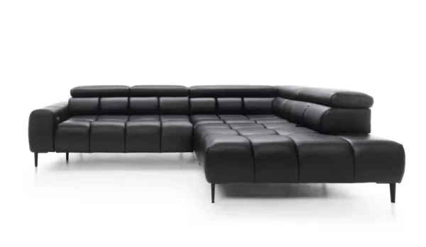 Plaza L Leder Ecksofa schwarz