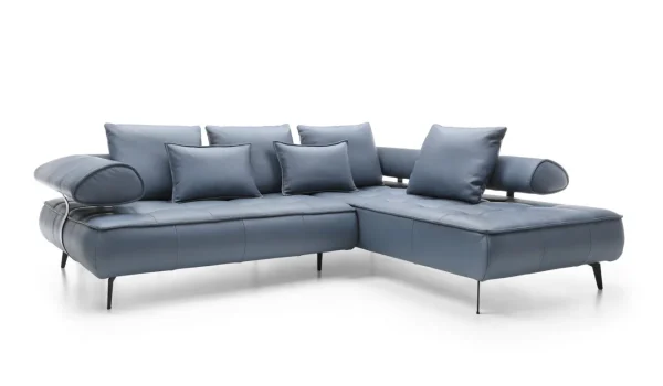 Ecksofa aus Leder in Blau